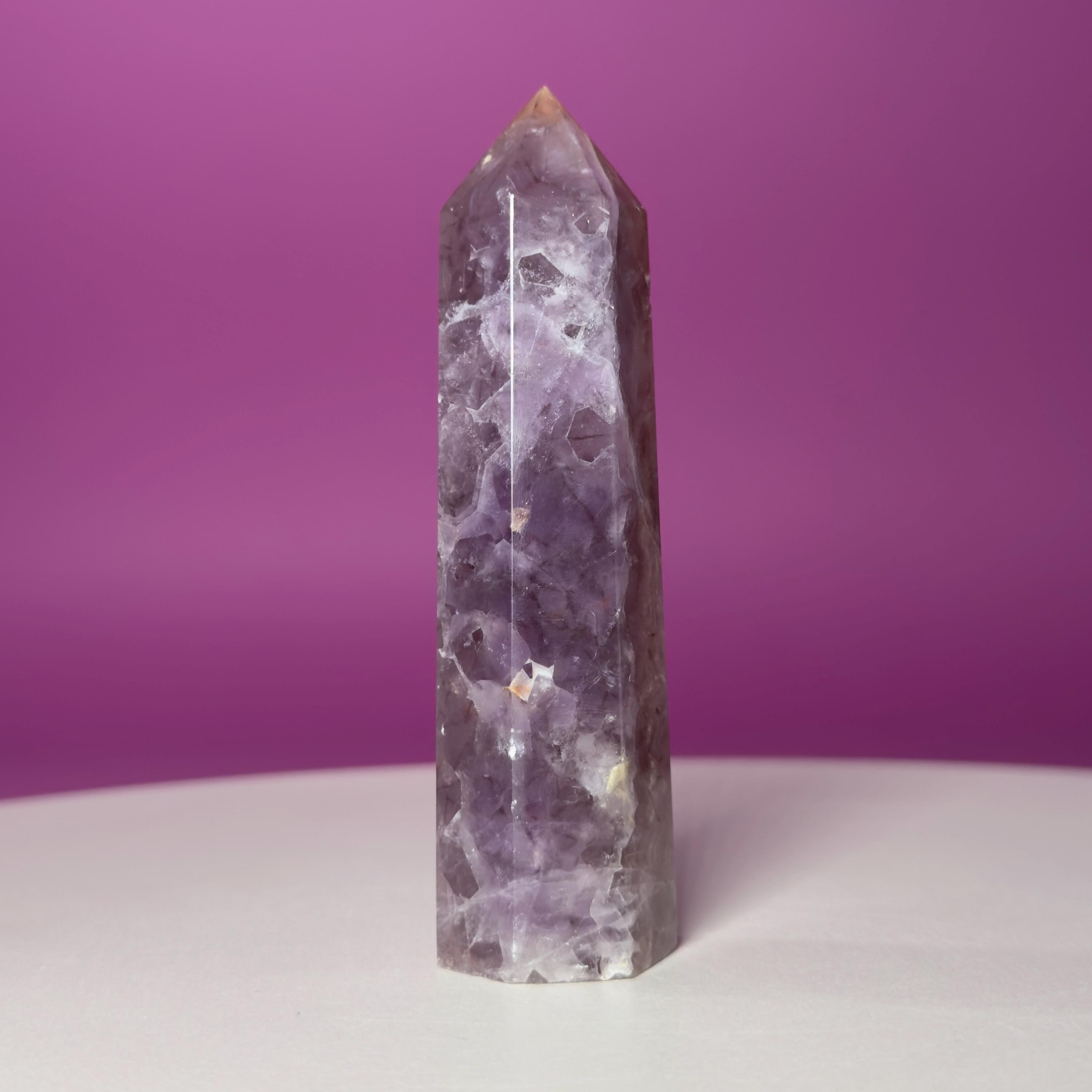Amethyst Tower with Natural Iron Inclusions