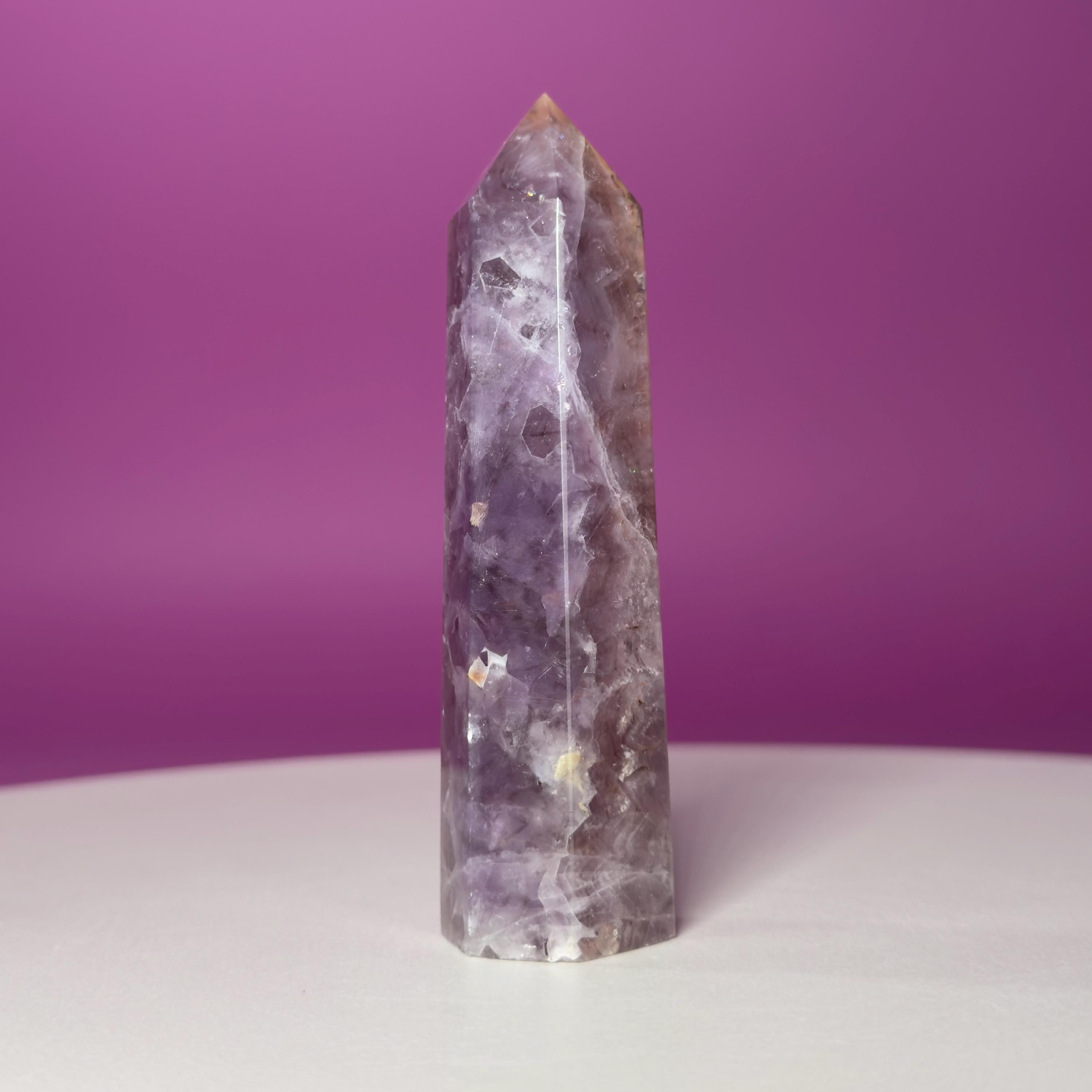 Amethyst Tower with Natural Iron Inclusions