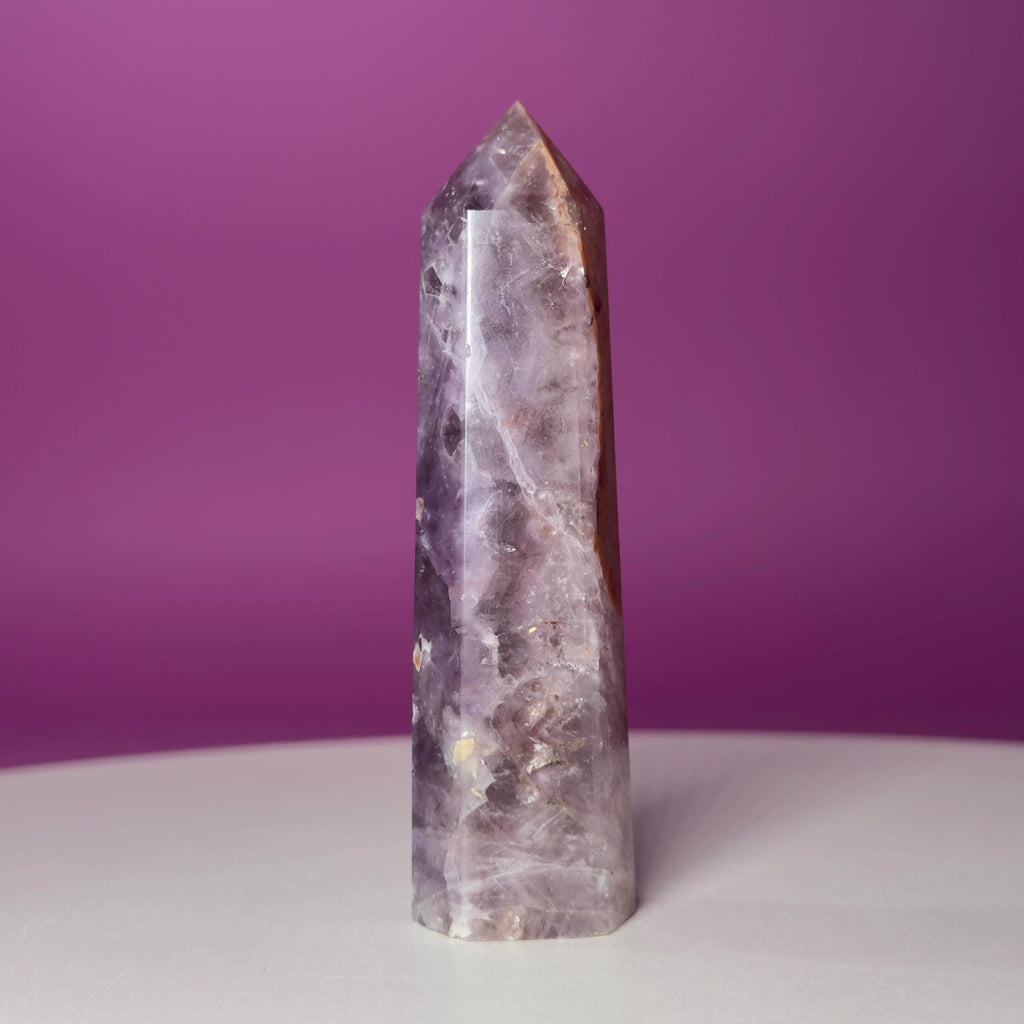 Amethyst Tower with Natural Iron Inclusions