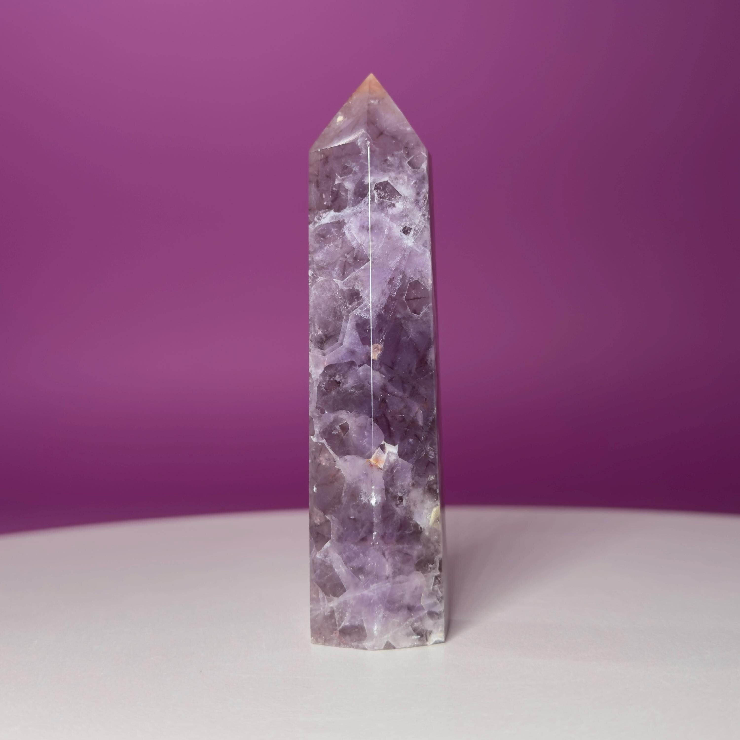 Amethyst Tower with Natural Iron Inclusions