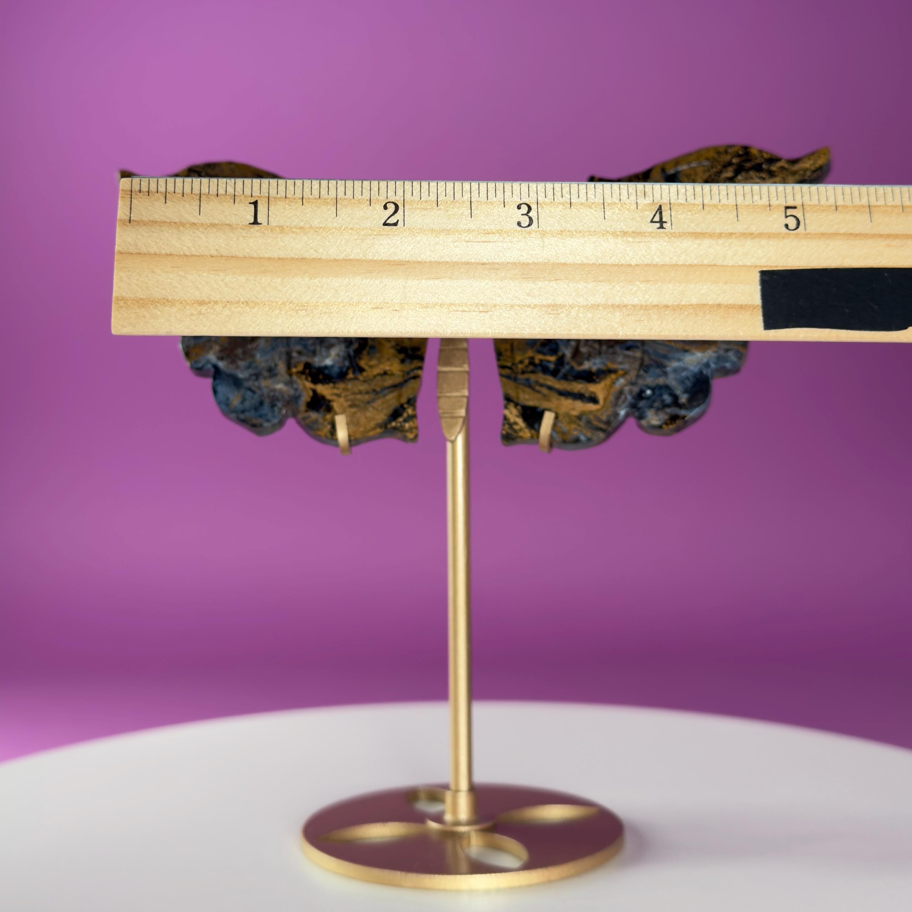 Namibian Pietersite Butterfly with Gold Metal Display Stand