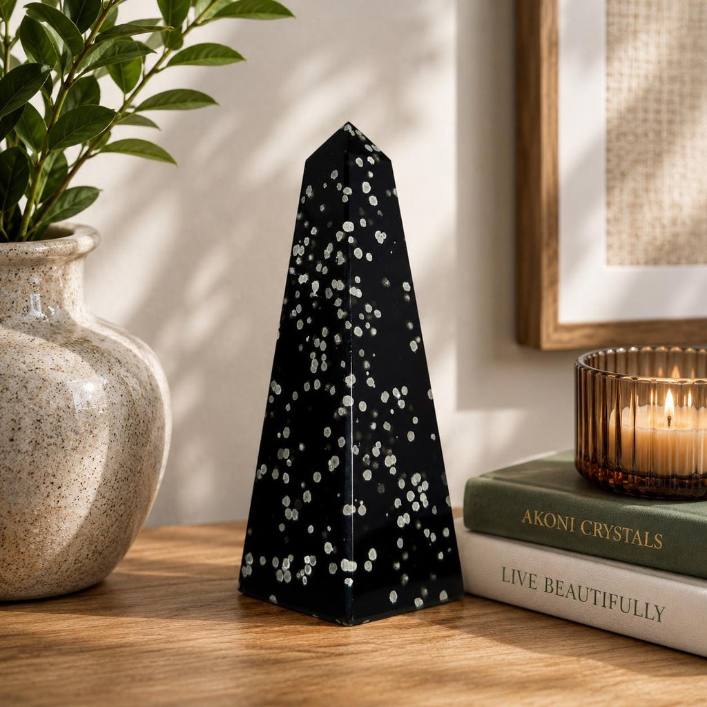 Stardust Obsidian Point | Mexican Obsidian Obelisk