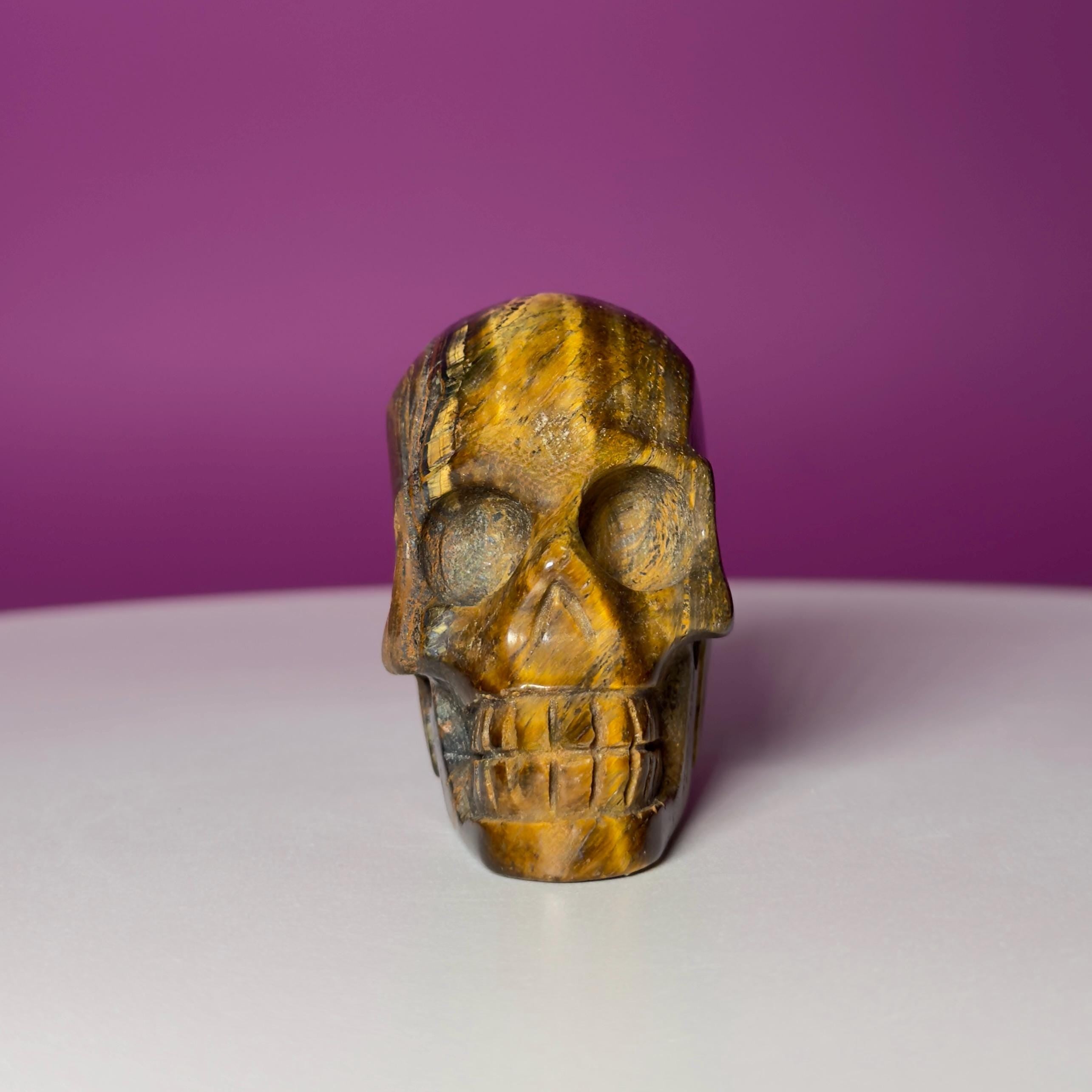 Tiger Eye Skull | Natural Golden Brown Crystal Carving