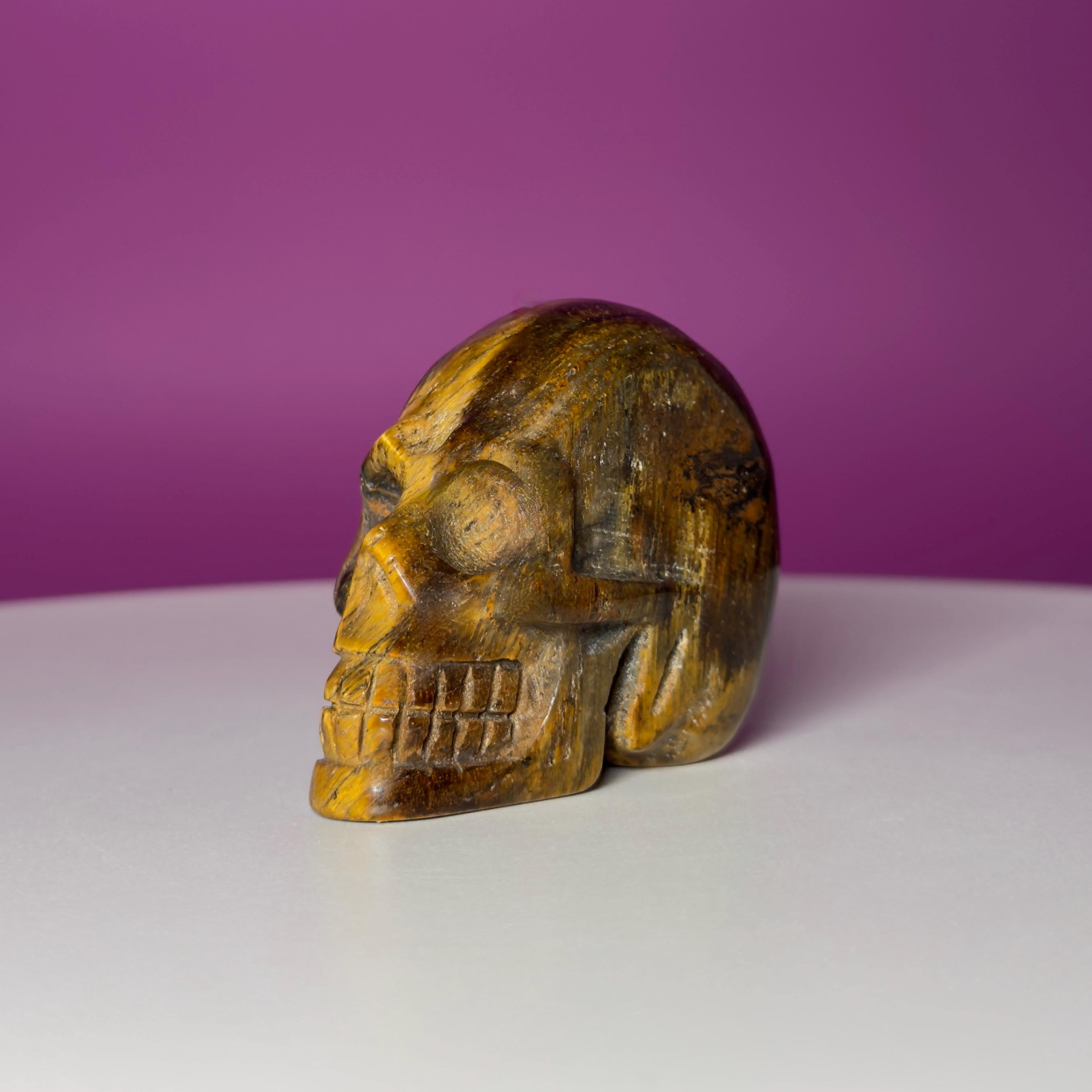 Tiger Eye Skull | Natural Golden Brown Crystal Carving