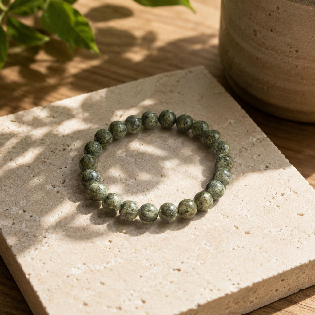 Natural Epidote 8mm Bracelet – Green Crystal Stretch Bracelet