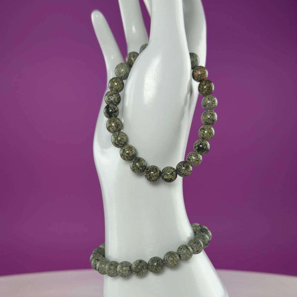Natural Epidote 8mm Bracelet – Green Crystal Stretch Bracelet