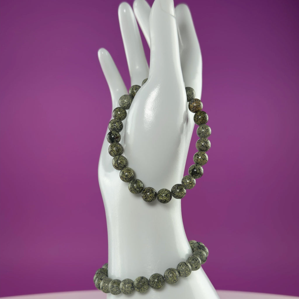 Natural Epidote 8mm Bracelet – Green Crystal Stretch Bracelet