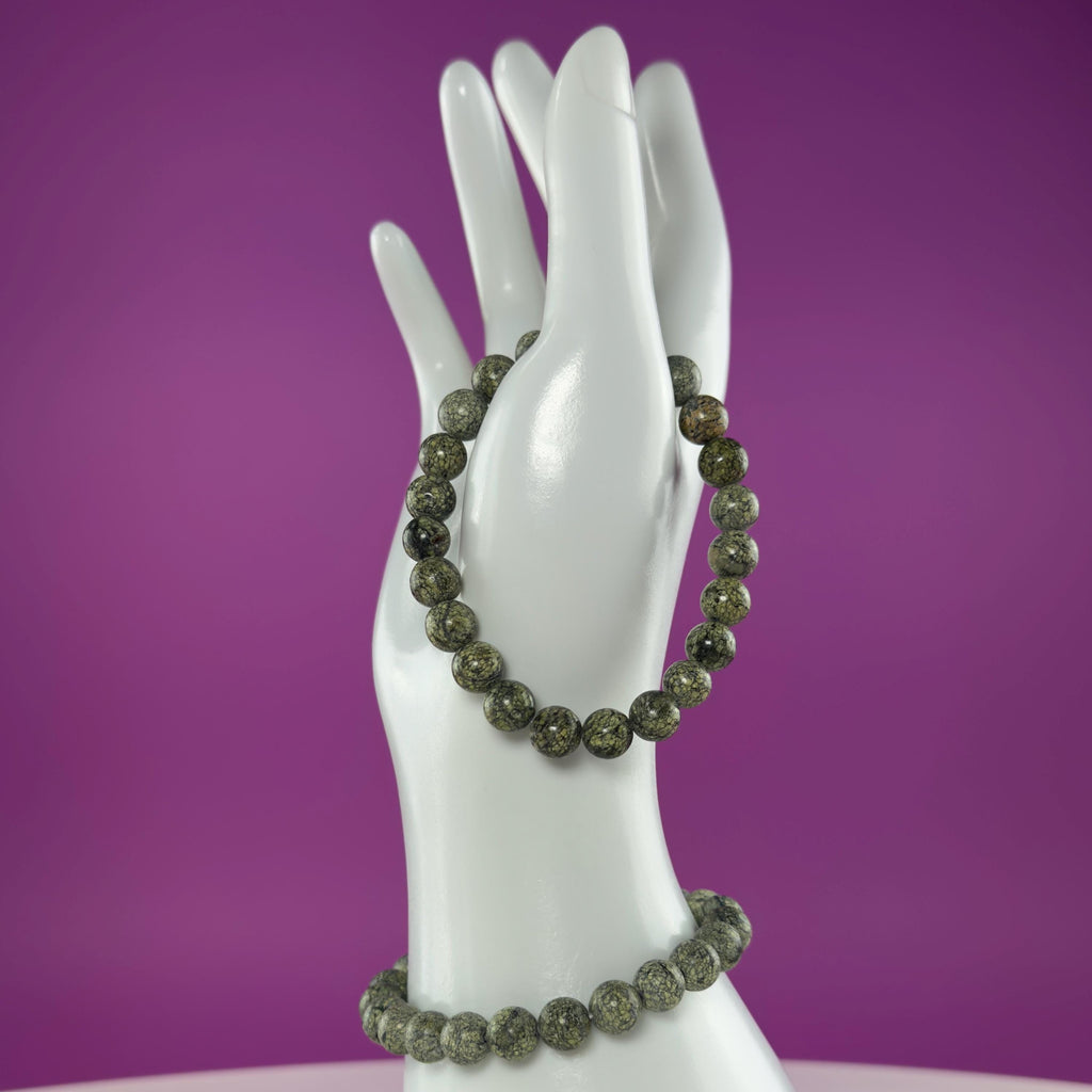 Natural Epidote 8mm Bracelet – Green Crystal Stretch Bracelet