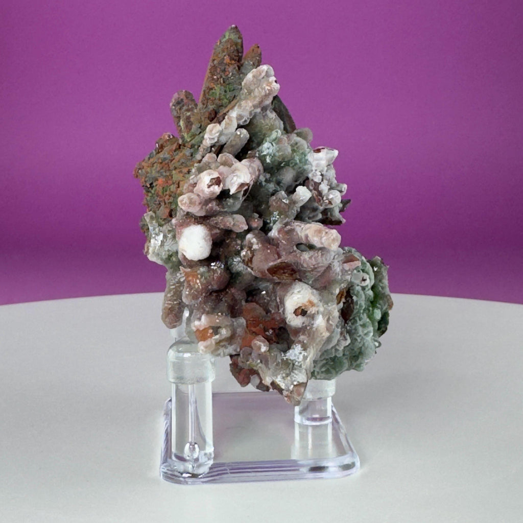 Red Clay Quartz Crystal Cluster from Tinejdad, Morocco with Acrylic Display Stand