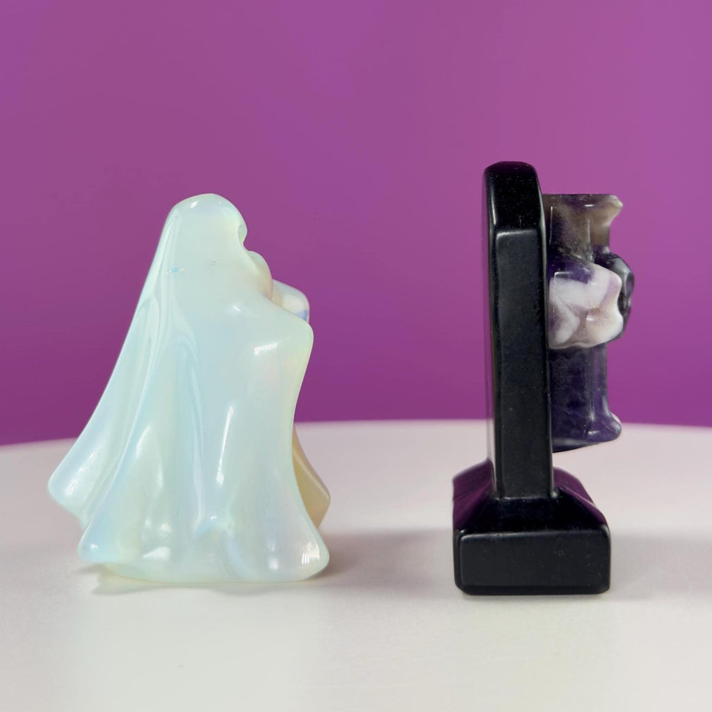 Opalite Ghost & Obsidian Headstone with Amethyst Skull Cross Set