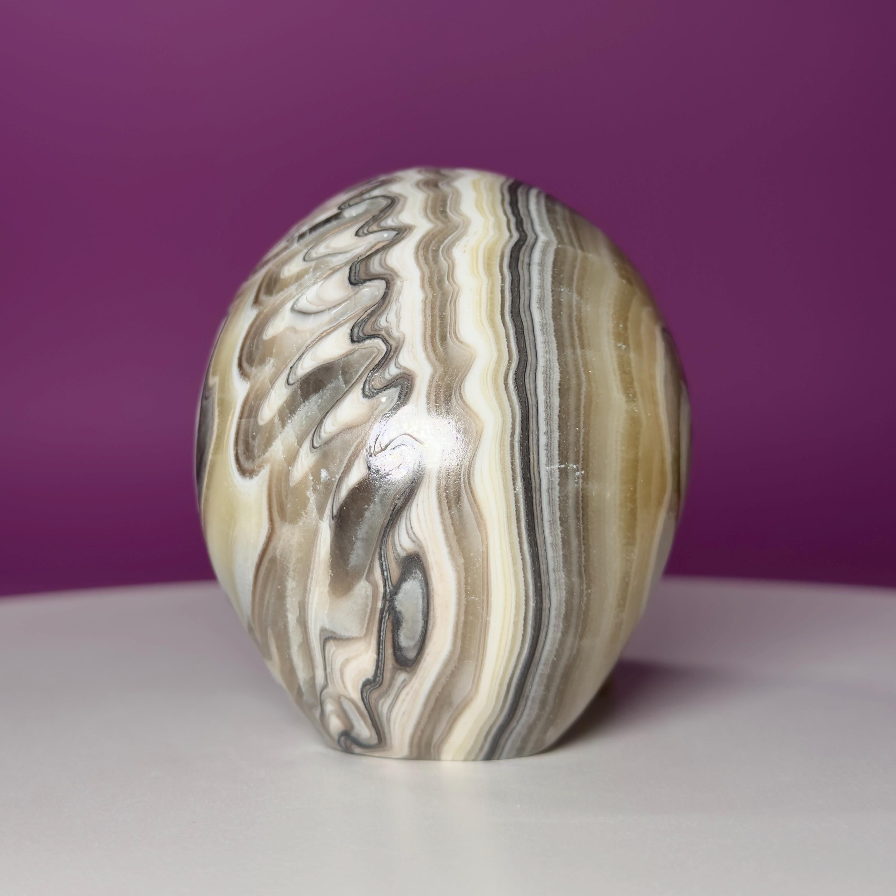 Zebra Calcite Skull from Mexico | Large Banded Crystal Skull | Collector Display