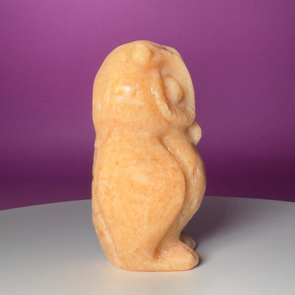 Orange Calcite Owl Carving | Natural Crystal Owl | Wisdom Decor | 4.14 Inch Collector Piece