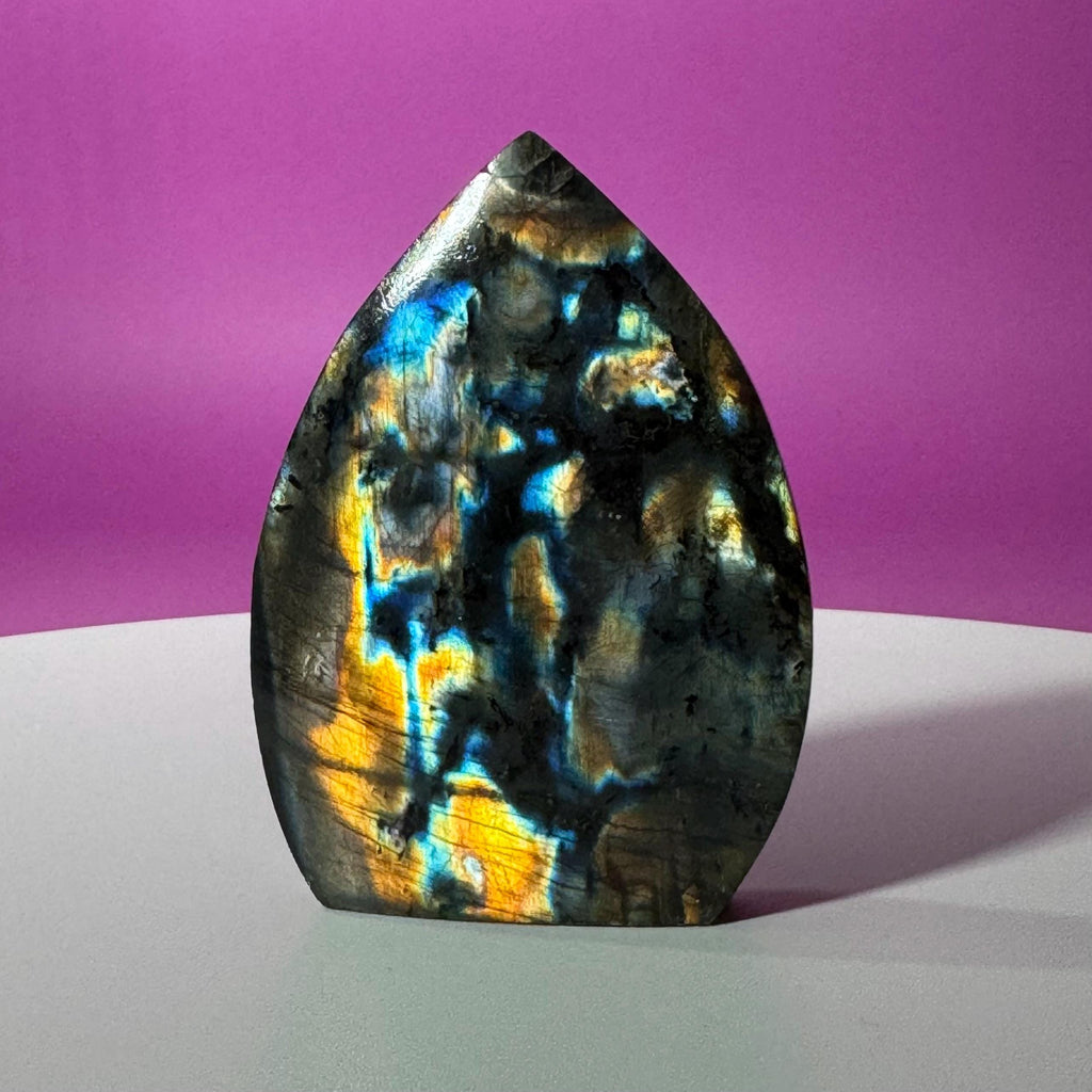 Finland Labradorite Flame | Premium Spectrolite Crystal Display | Akoni Crystals