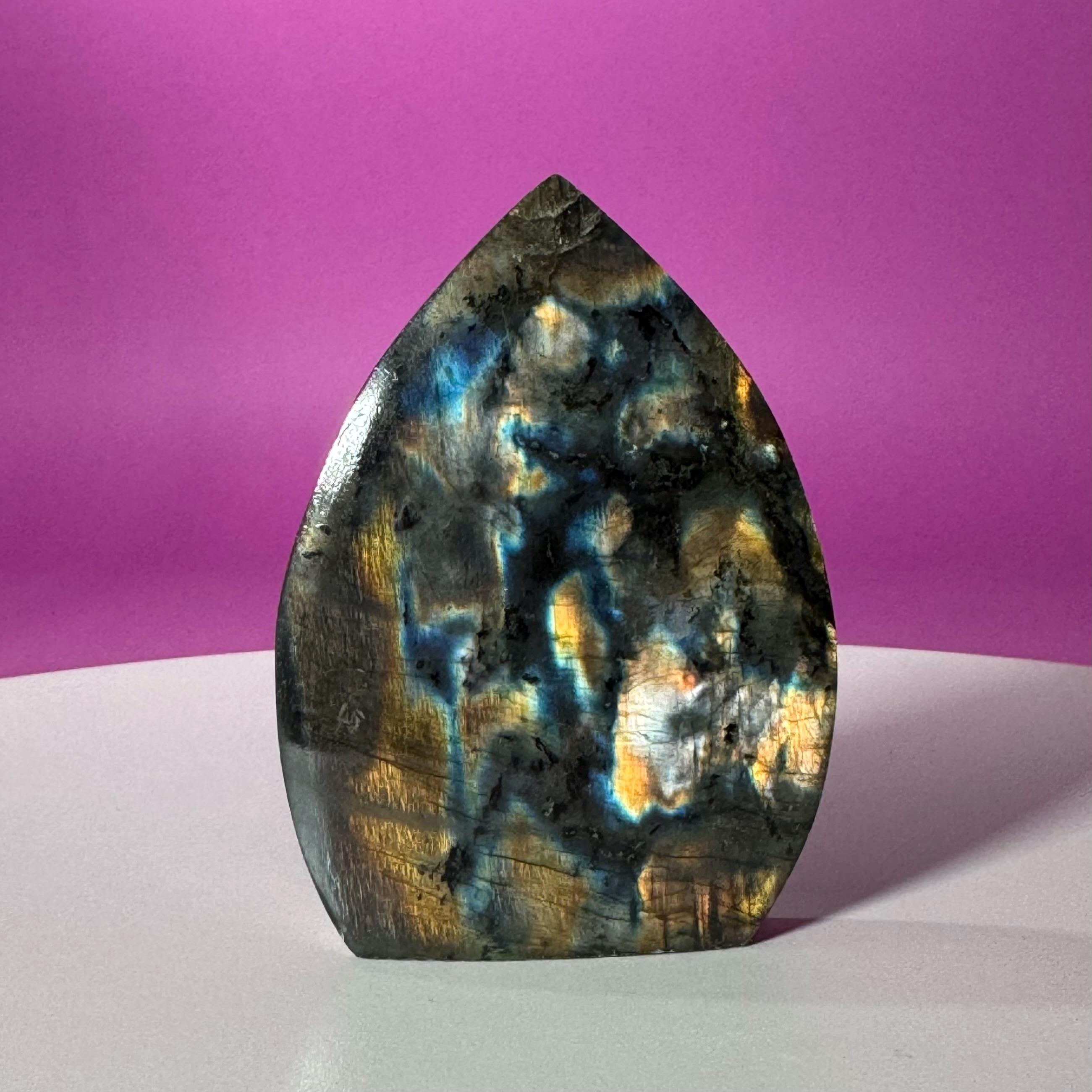 Finland Labradorite Flame | Premium Spectrolite Crystal Display | Akoni Crystals