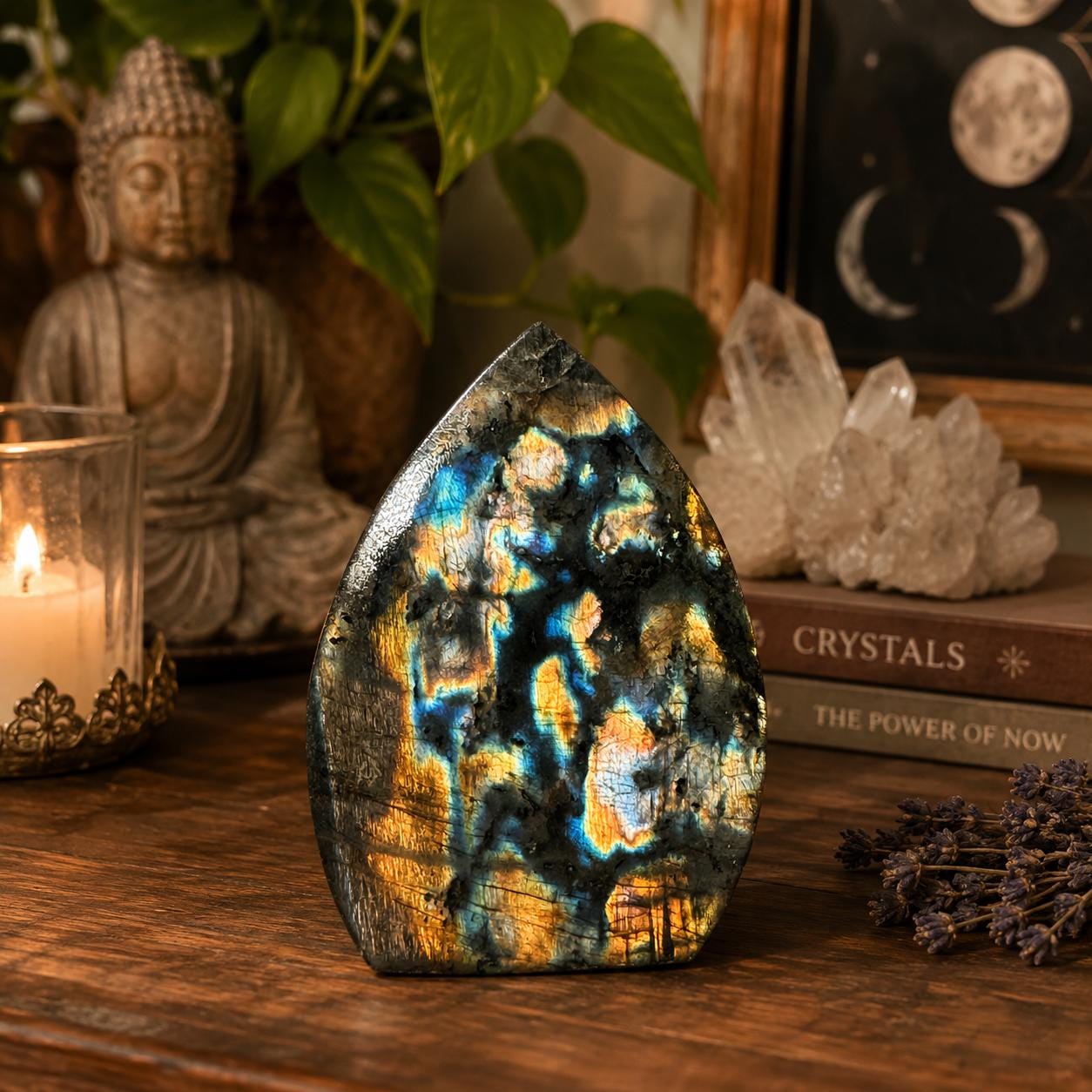 Finland Labradorite Flame | Premium Spectrolite Crystal Display | Akoni Crystals