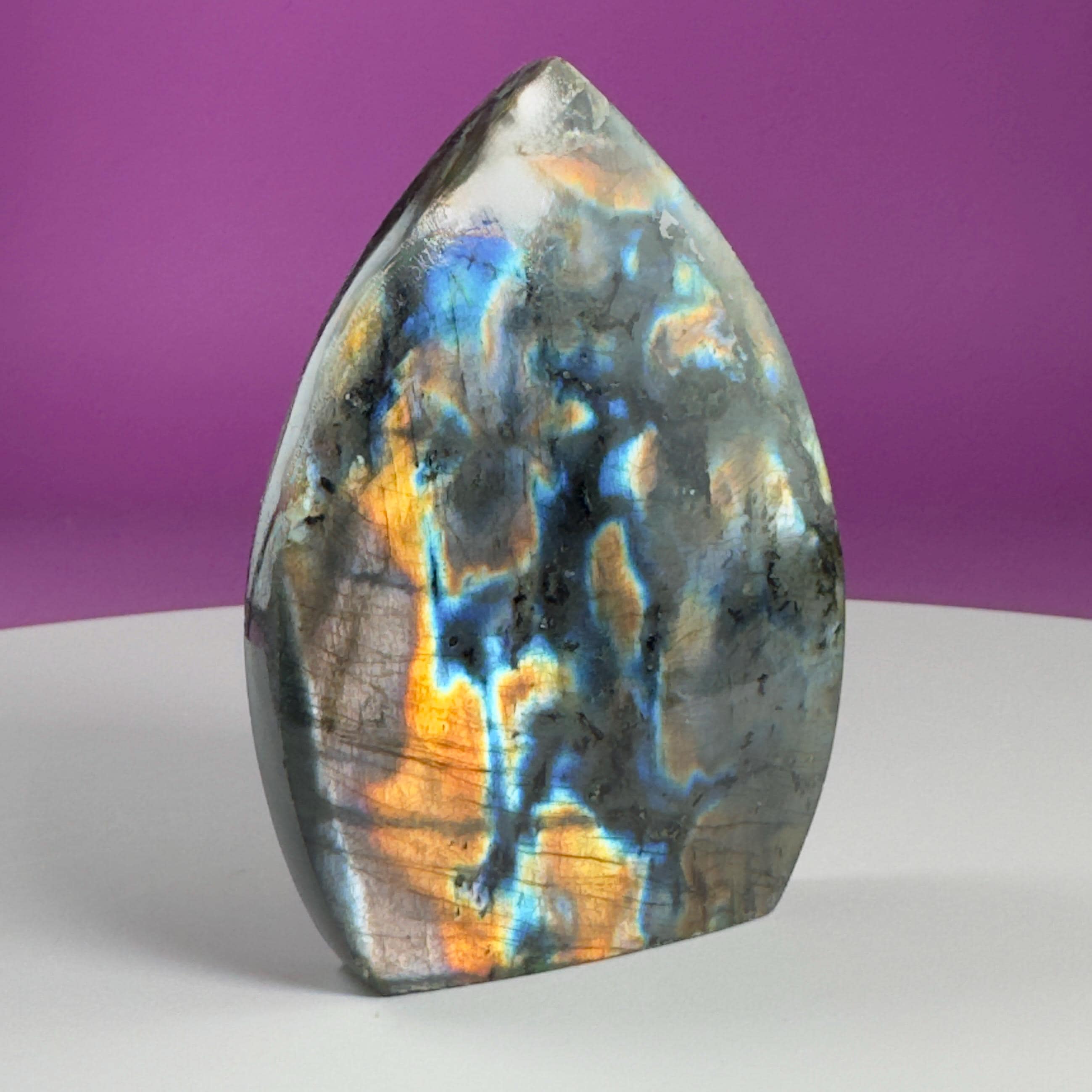 Finland Labradorite Flame | Premium Spectrolite Crystal Display | Akoni Crystals