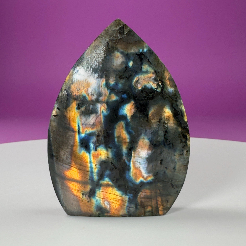 Finland Labradorite Flame | Premium Spectrolite Crystal Display | Akoni Crystals