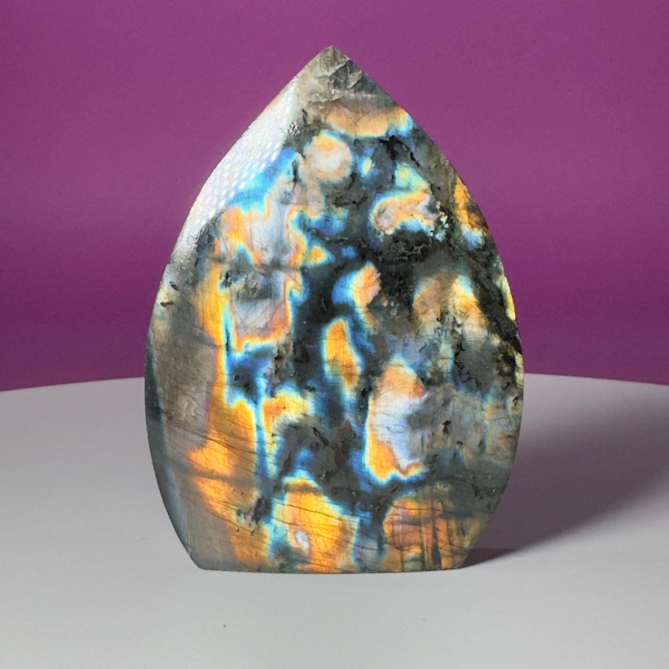 Finland Labradorite Flame | Premium Spectrolite Crystal Display | Akoni Crystals