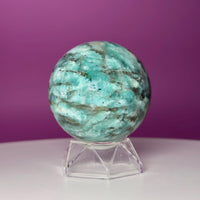 Amazonite & Smoky Quartz Sphere with Acrylic Stand – 66mm Collector Crystal
