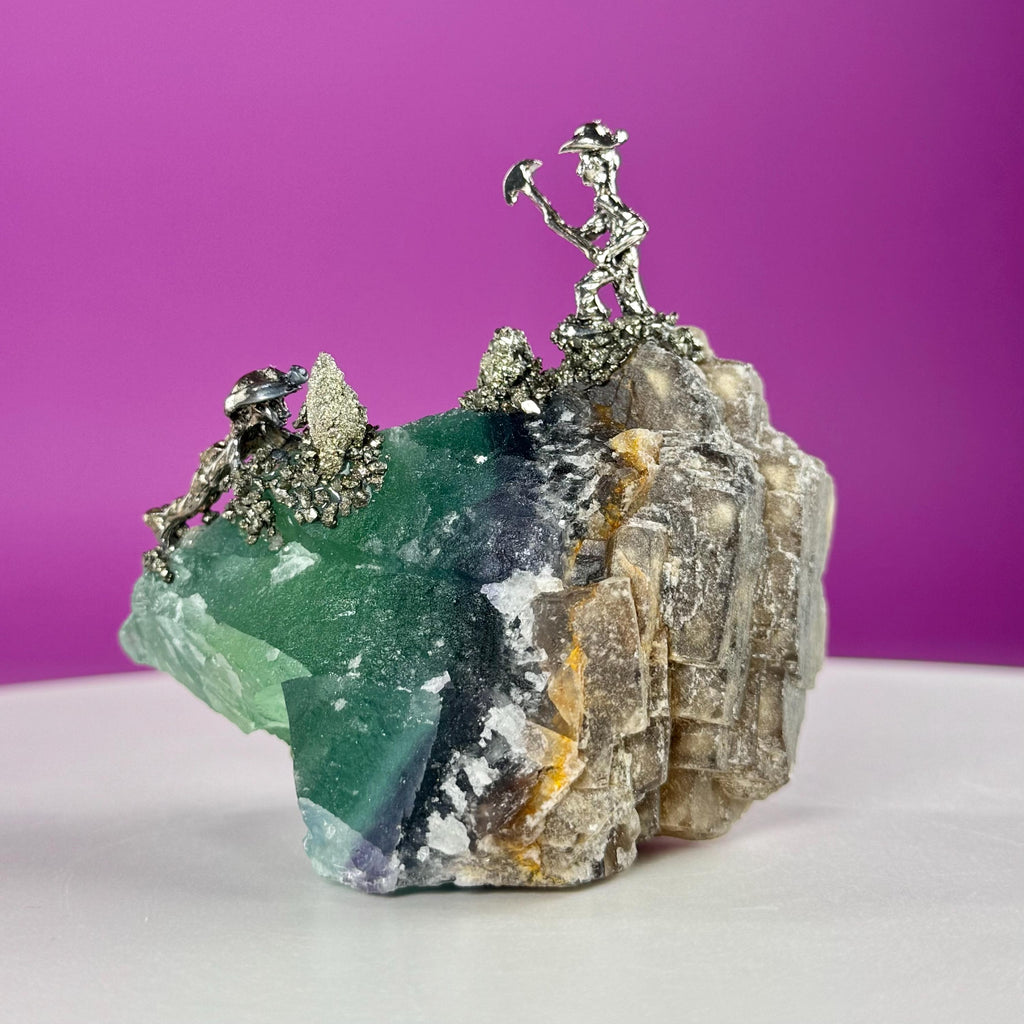 Fluorite with Pyrite Miners UV Reactive Display Specimen