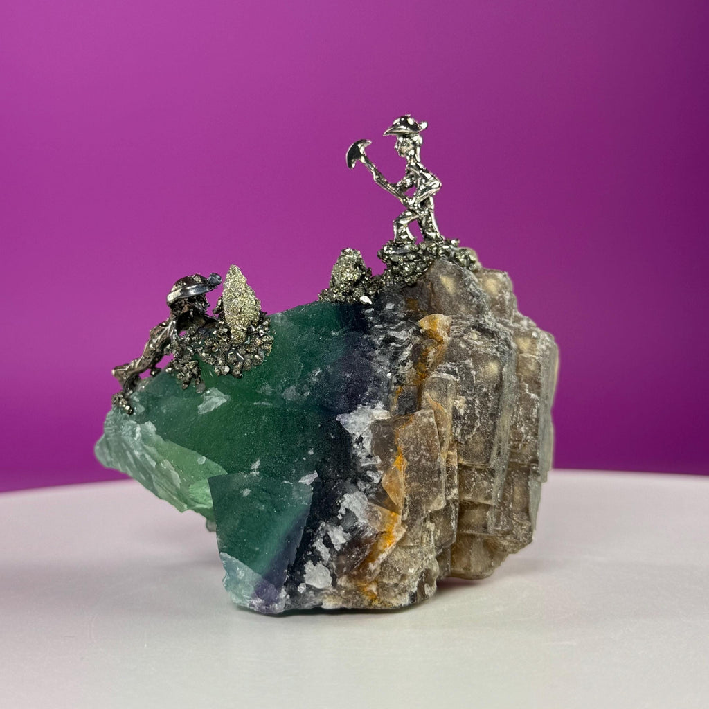 Fluorite with Pyrite Miners UV Reactive Display Specimen