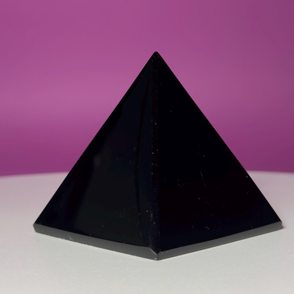 Black Obsidian Pyramid from Mexico | Protection Crystal for Grounding Energy