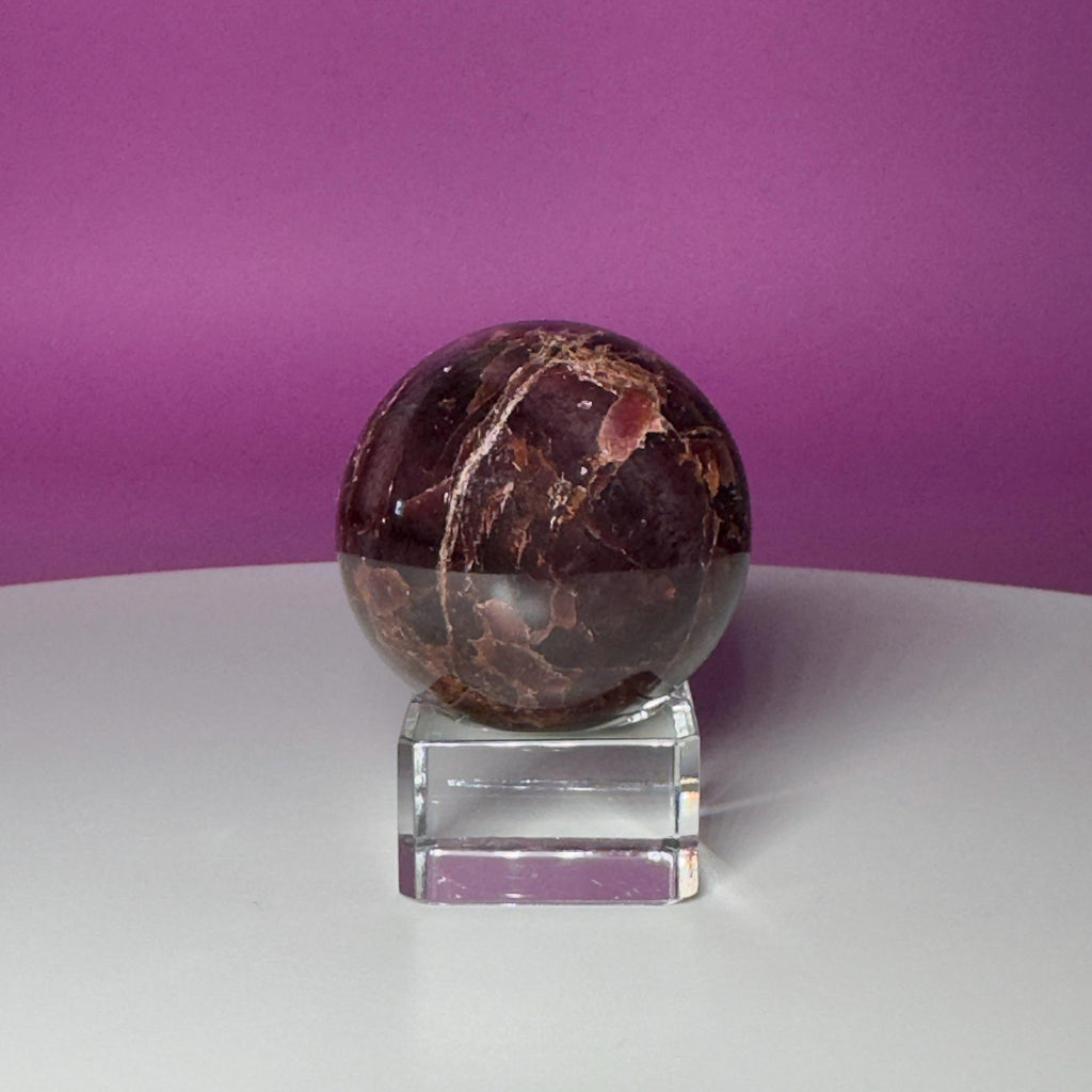 Star Aragonite Sphere with Glass Stand