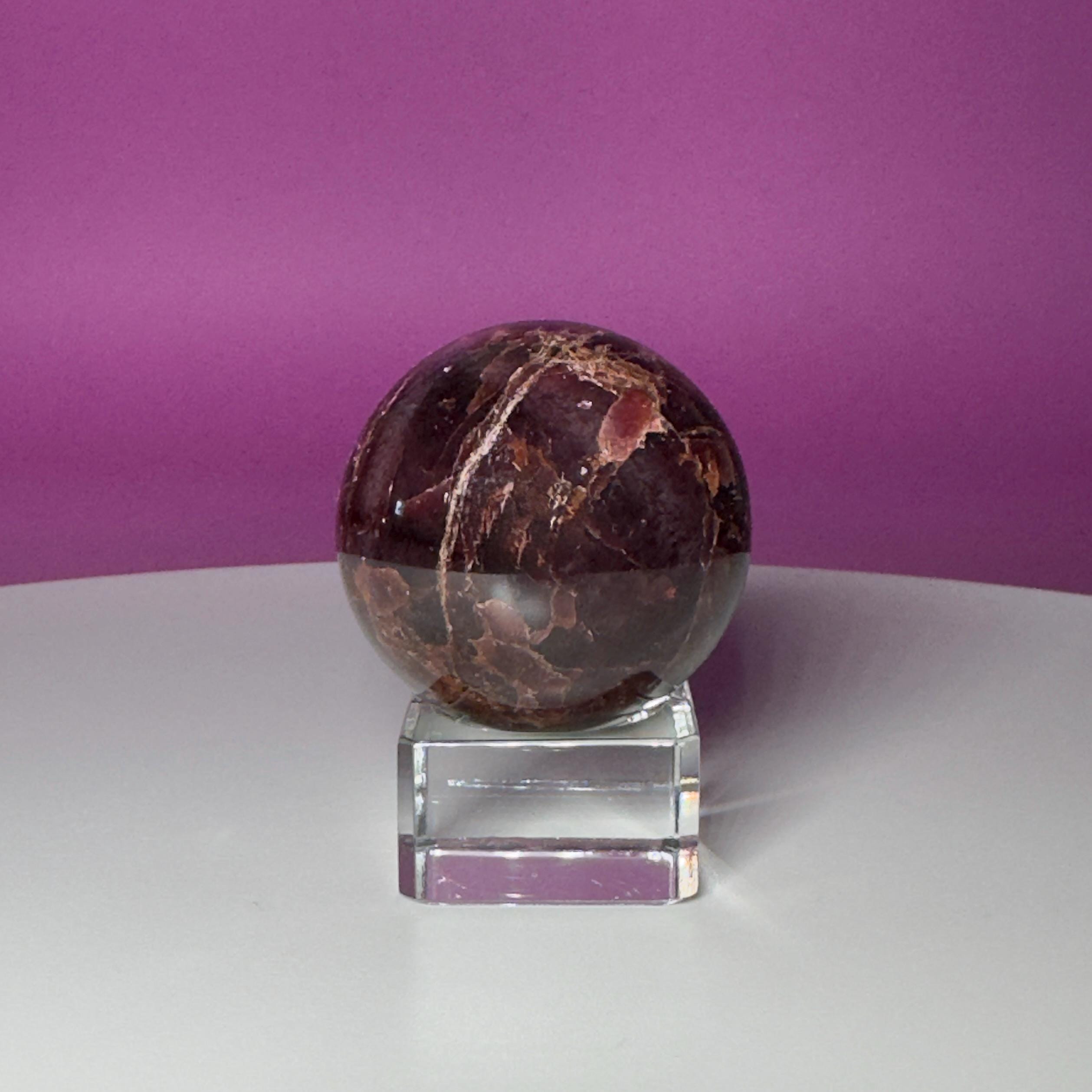 Star Aragonite Sphere with Glass Stand
