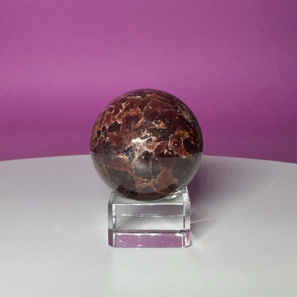 Star Aragonite Sphere with Glass Stand