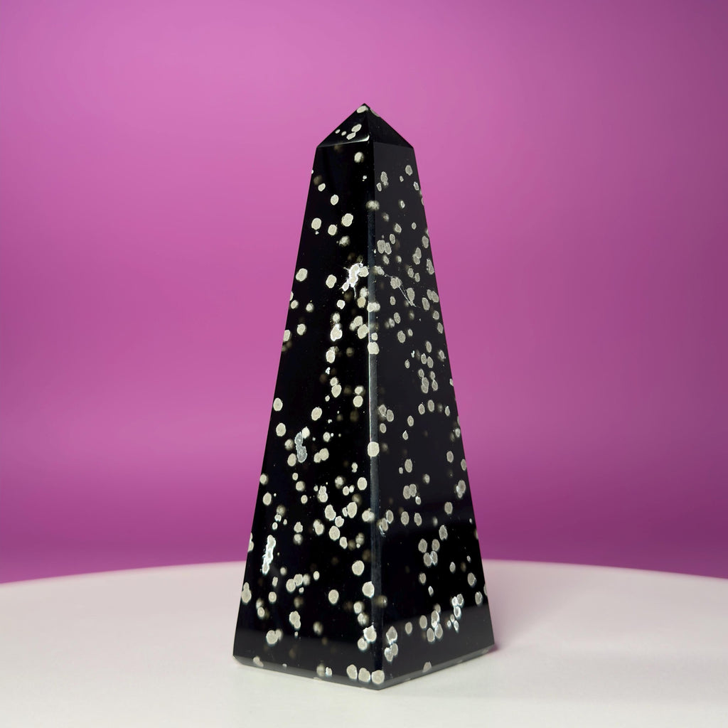 Stardust Obsidian Point | Mexican Obsidian Obelisk