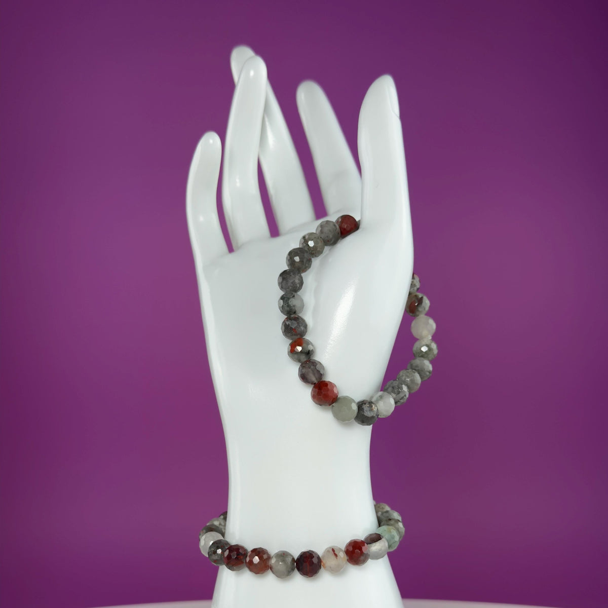 Dragon Blood Jasper Faceted Bracelet – Natural 8.2mm Gemstone Stretch Bracelet