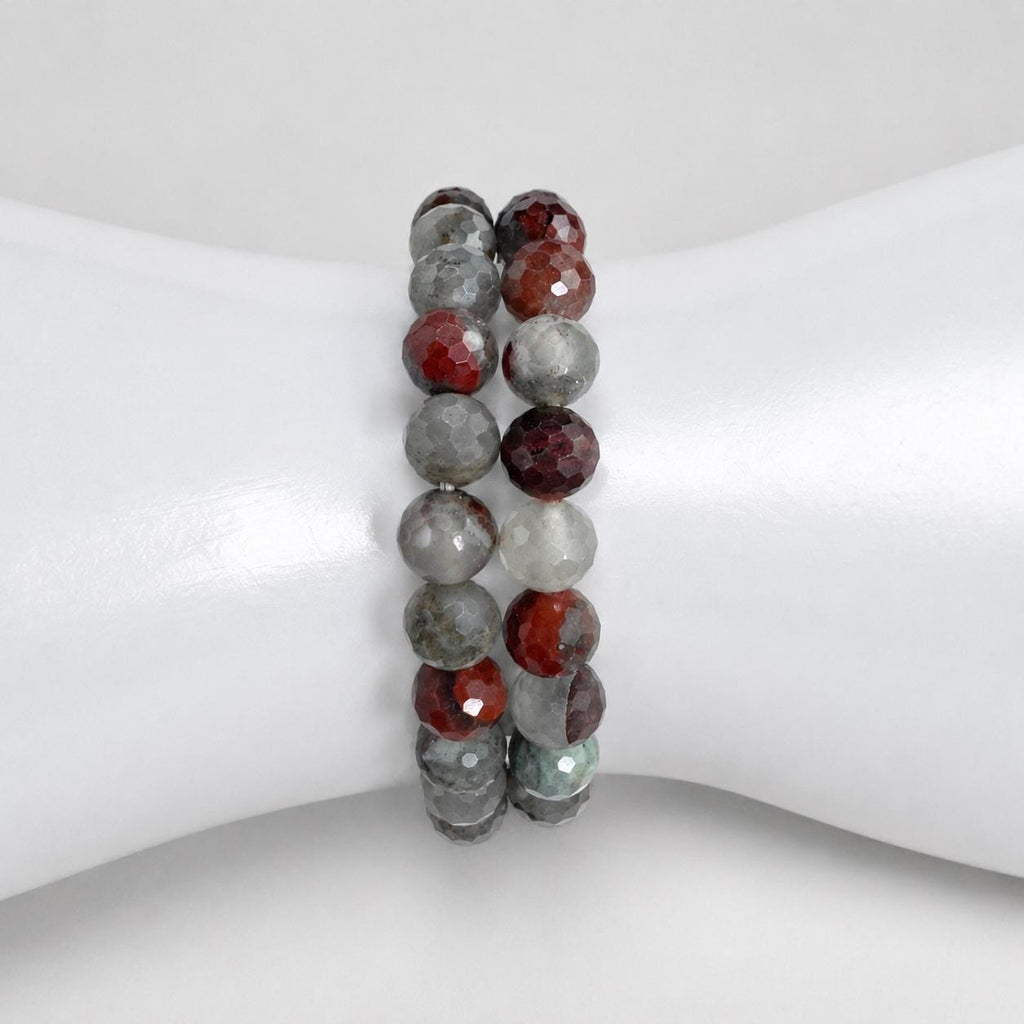 Dragon Blood Jasper Faceted Bracelet – Natural 8.2mm Gemstone Stretch Bracelet