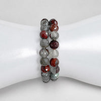 Dragon Blood Jasper Faceted Bracelet – Natural 8.2mm Gemstone Stretch Bracelet