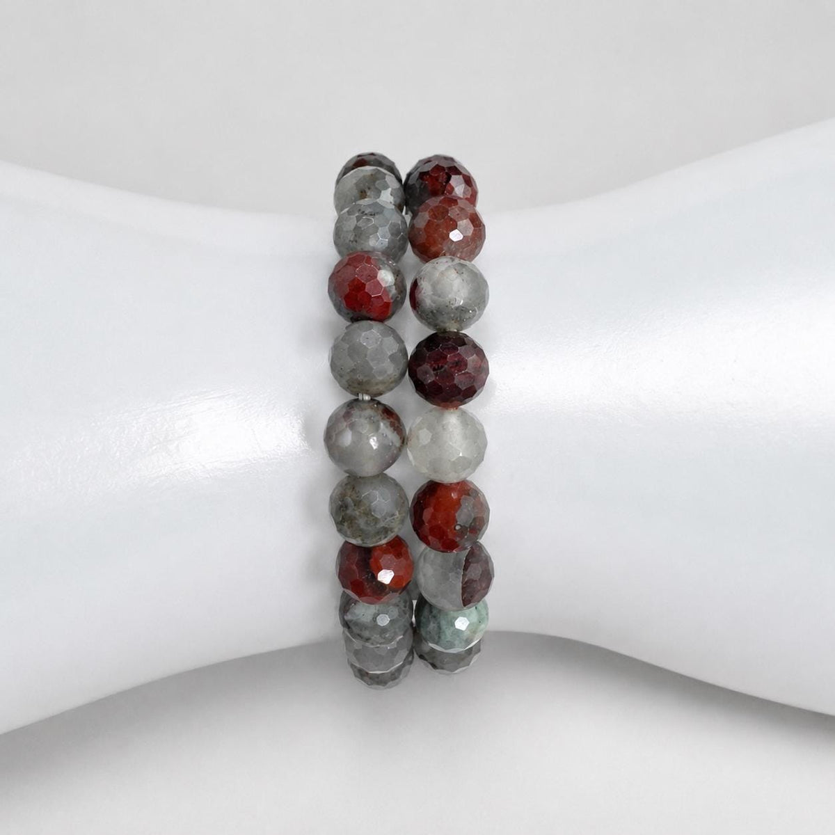 Dragon Blood Jasper Faceted Bracelet – Natural 8.2mm Gemstone Stretch Bracelet