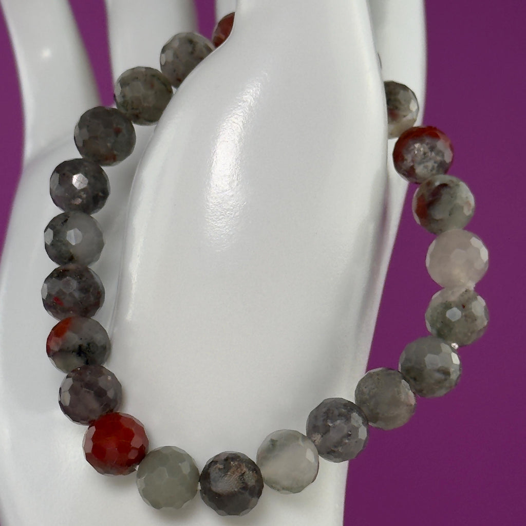 Dragon Blood Jasper Faceted Bracelet – Natural 8.2mm Gemstone Stretch Bracelet