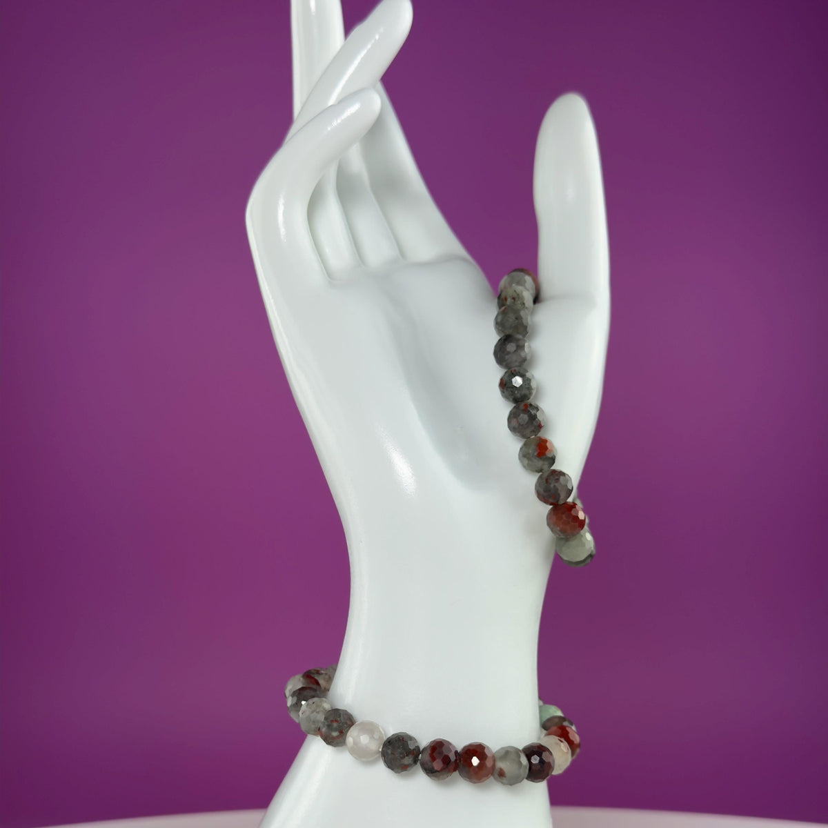 Dragon Blood Jasper Faceted Bracelet – Natural 8.2mm Gemstone Stretch Bracelet