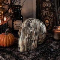 Zebra Calcite Skull from Mexico | Large Banded Crystal Skull | Collector Display