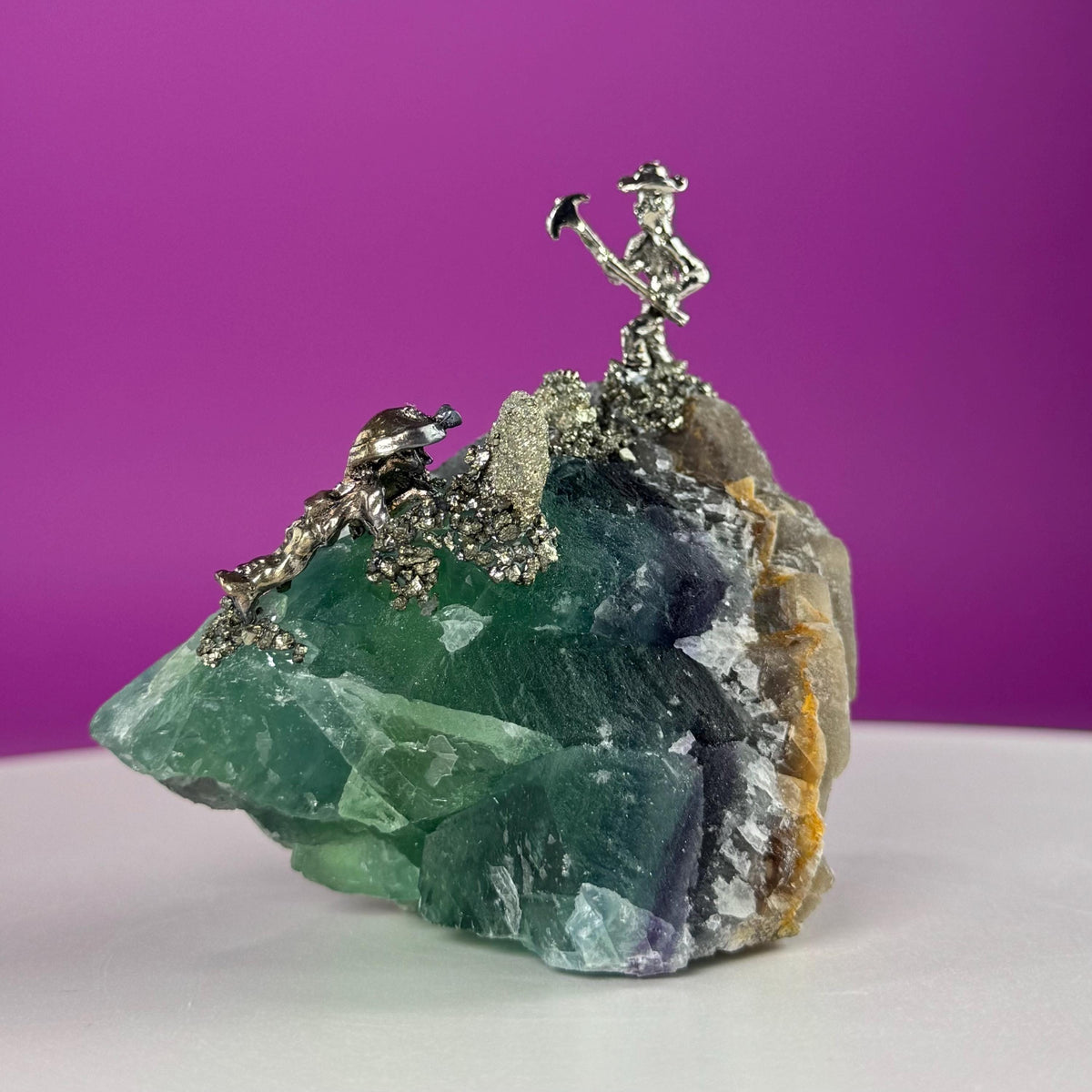 Fluorite with Pyrite Miners UV Reactive Display Specimen