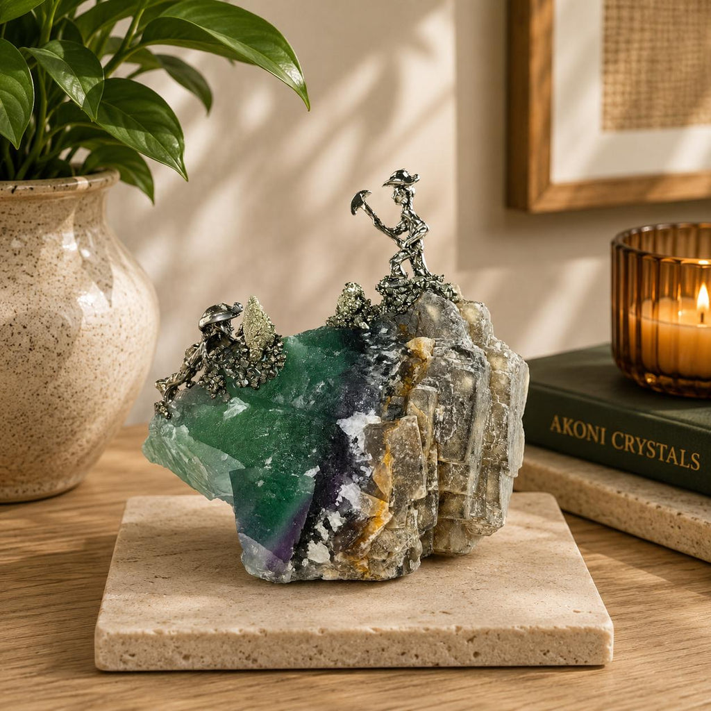 Fluorite with Pyrite Miners UV Reactive Display Specimen
