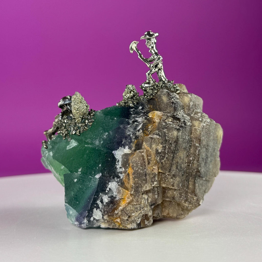 Fluorite with Pyrite Miners UV Reactive Display Specimen