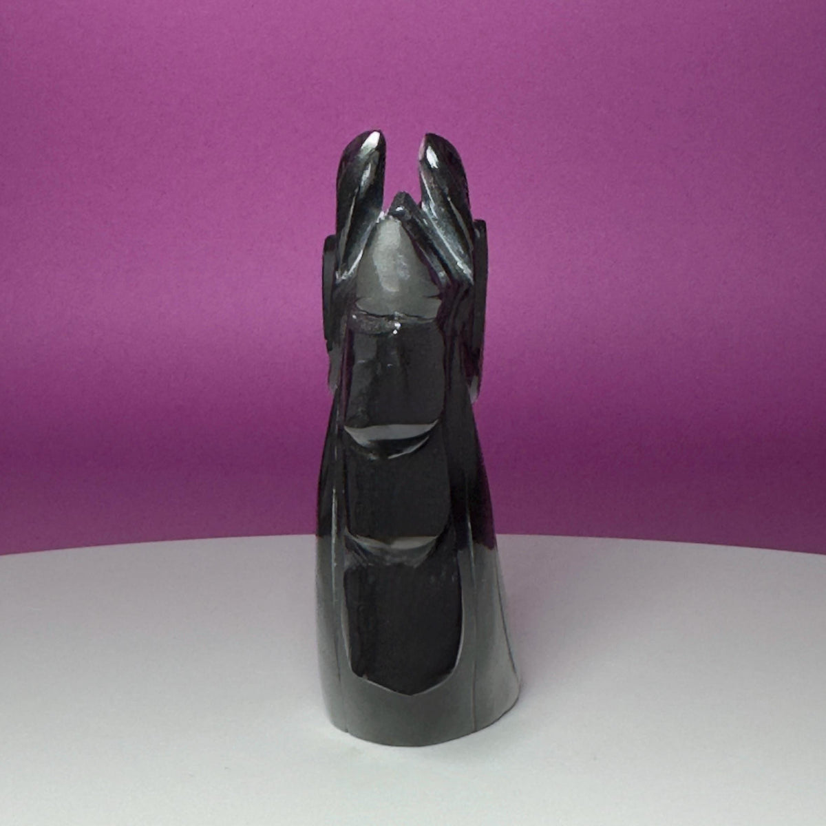 Black Obsidian Unicorn Carving – Polished Crystal Figurine