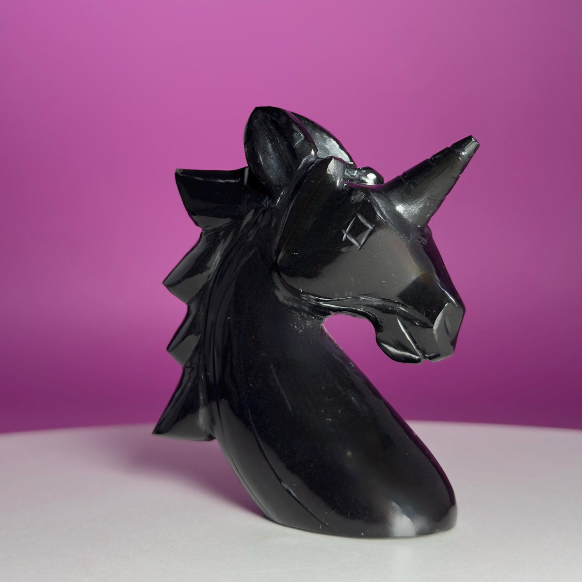 Black Obsidian Unicorn Carving – Polished Crystal Figurine