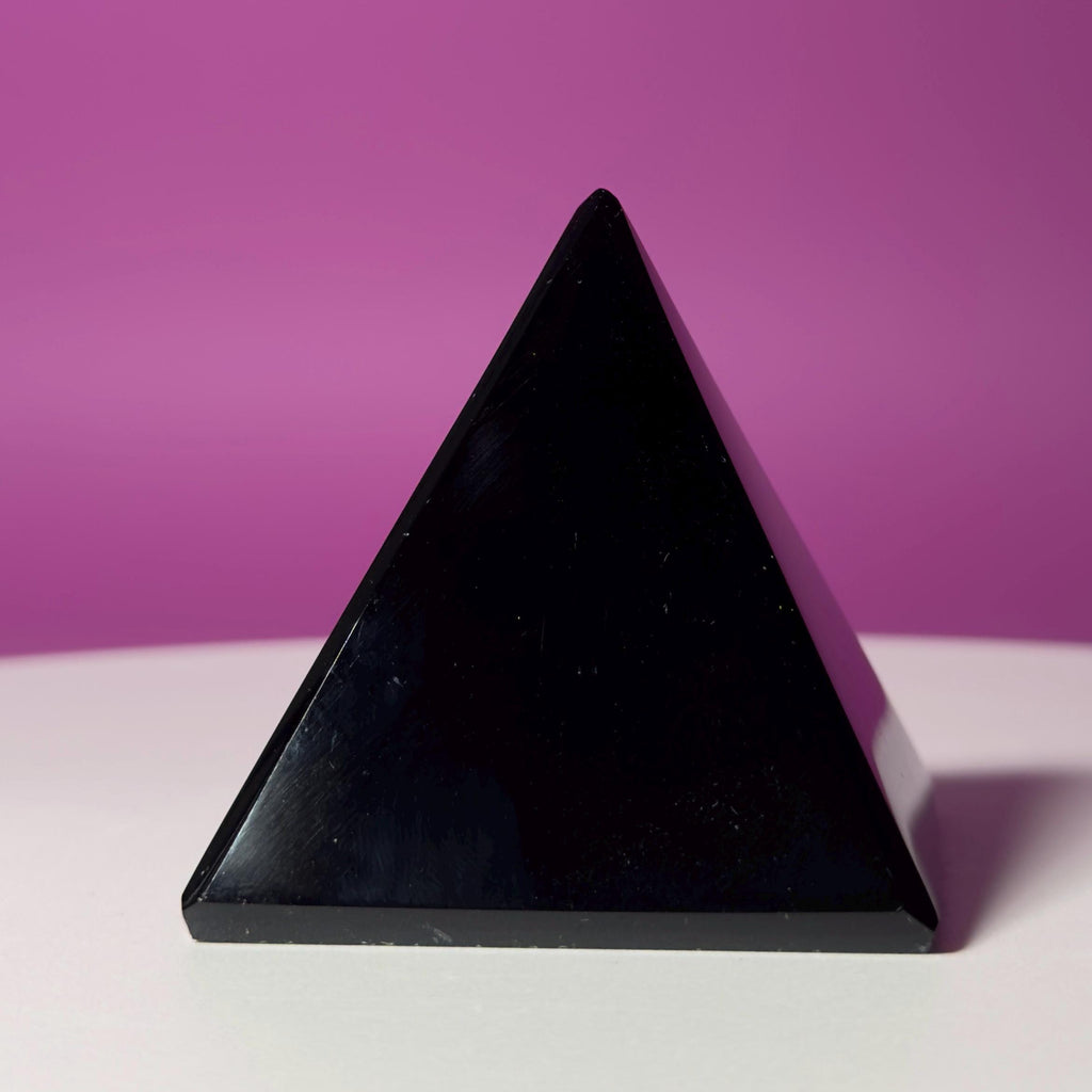Black Obsidian Pyramid from Mexico | Protection Crystal for Grounding Energy