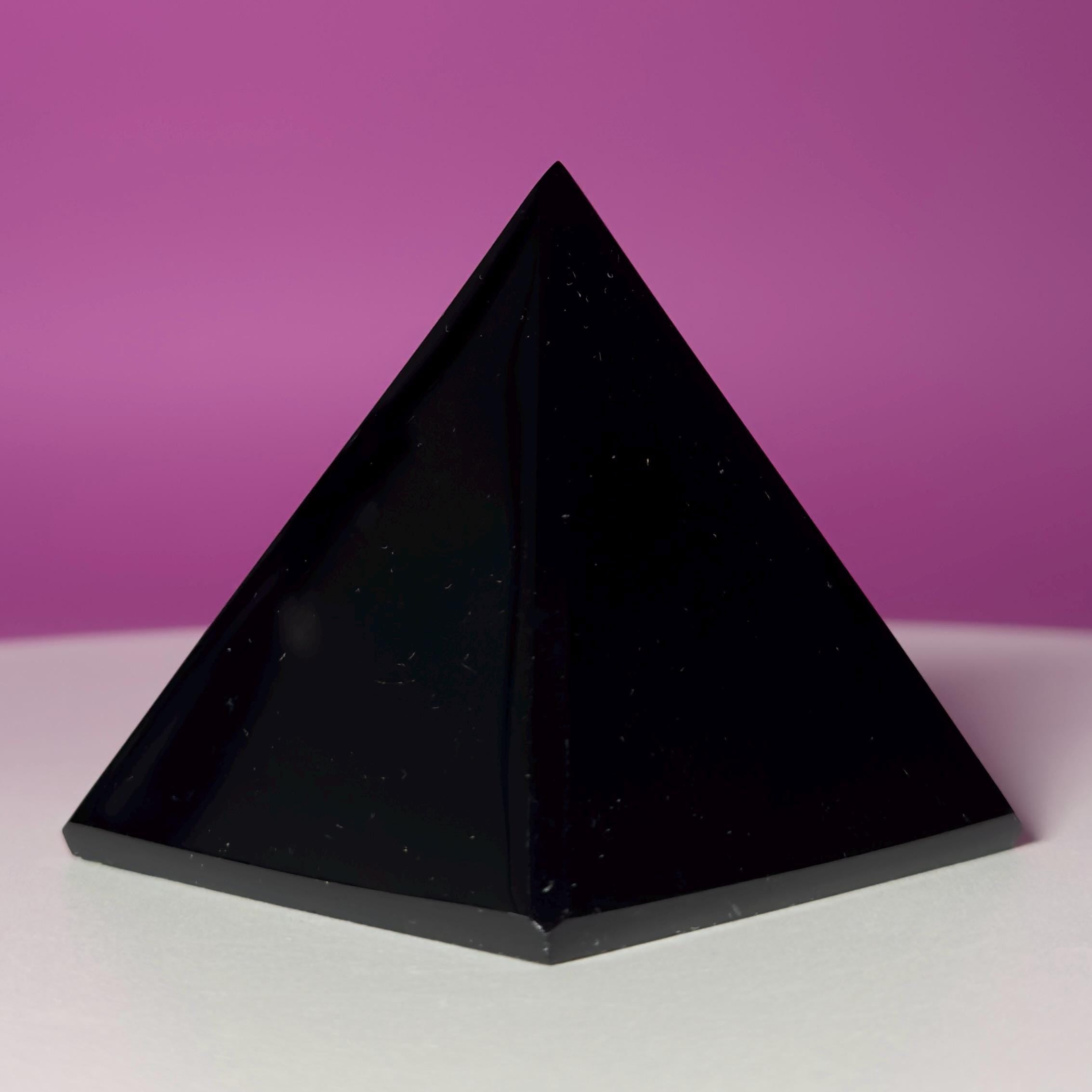 Black Obsidian Pyramid from Mexico | Protection Crystal for Grounding Energy