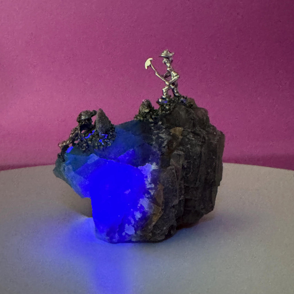 Fluorite with Pyrite Miners UV Reactive Display Specimen