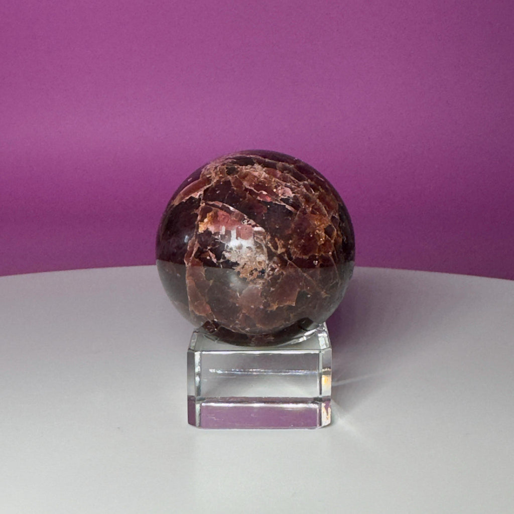 Star Aragonite Sphere with Glass Stand