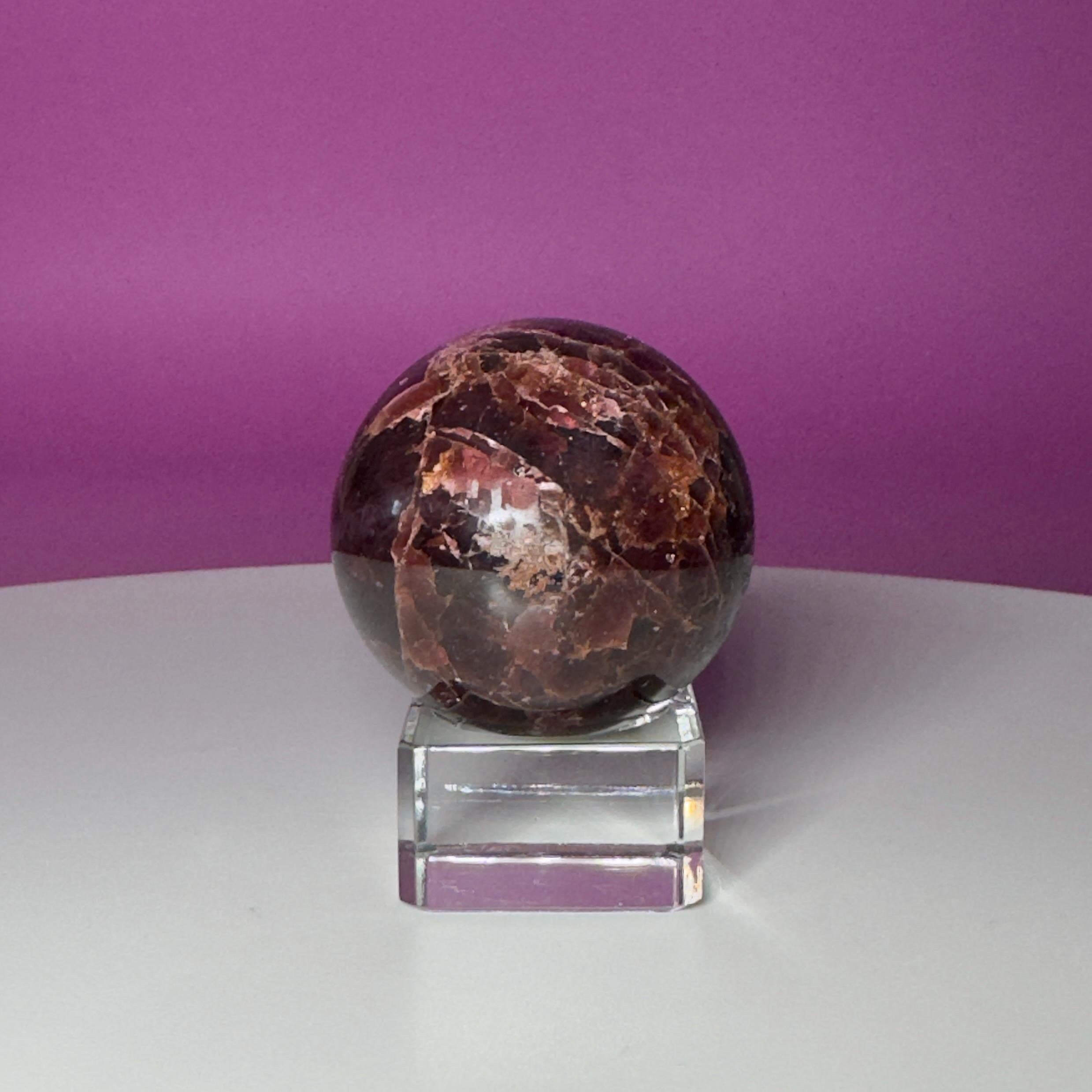 Star Aragonite Sphere with Glass Stand