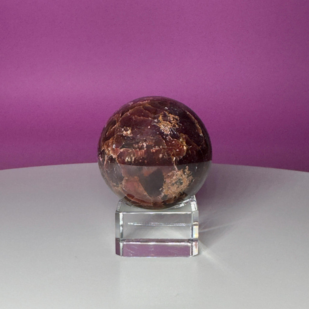 Star Aragonite Sphere with Glass Stand