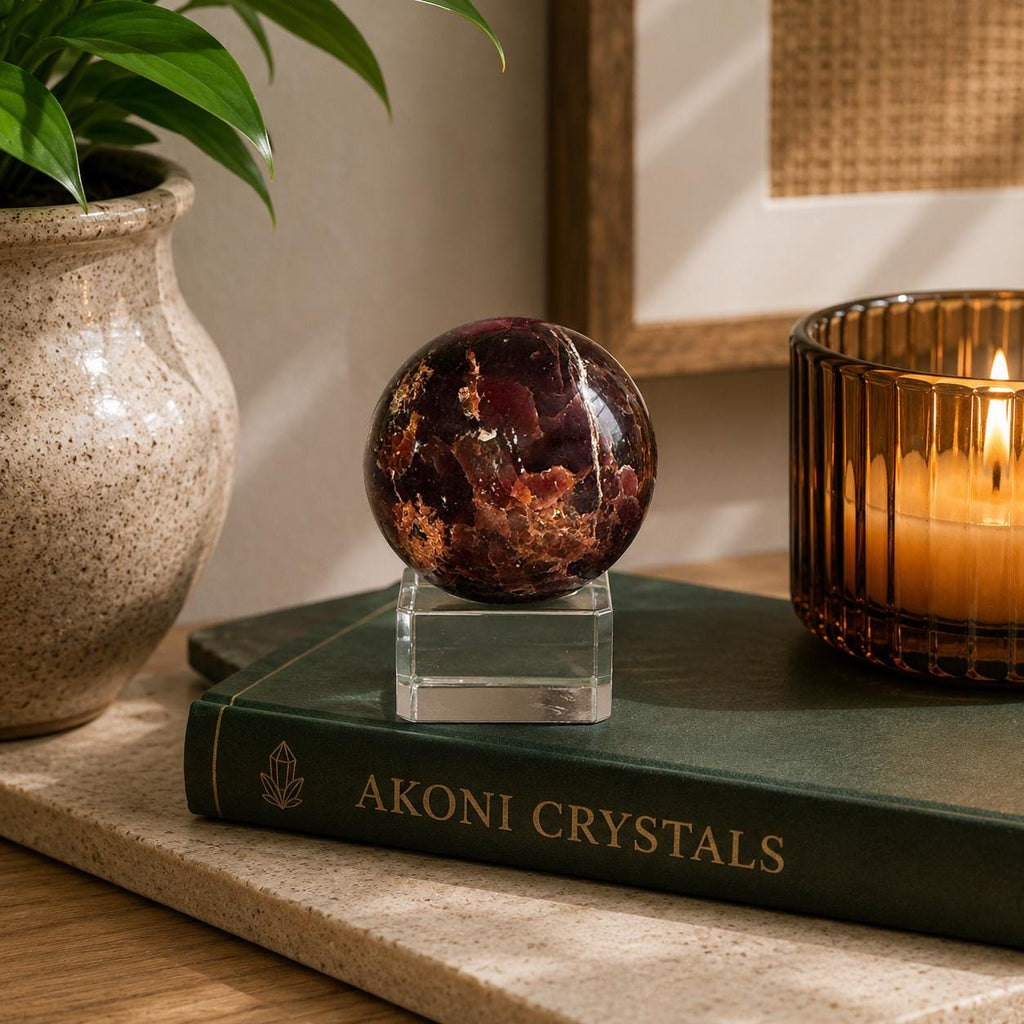 Star Aragonite Sphere with Glass Stand