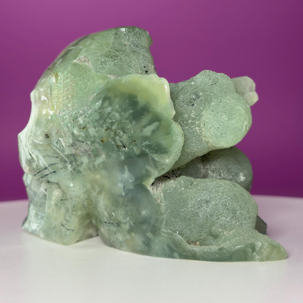 Prehnite Skull with Natural Matrix & Inclusions | Large Crystal Skull